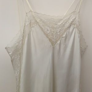 Silky lingerie long slip dress with lace sides